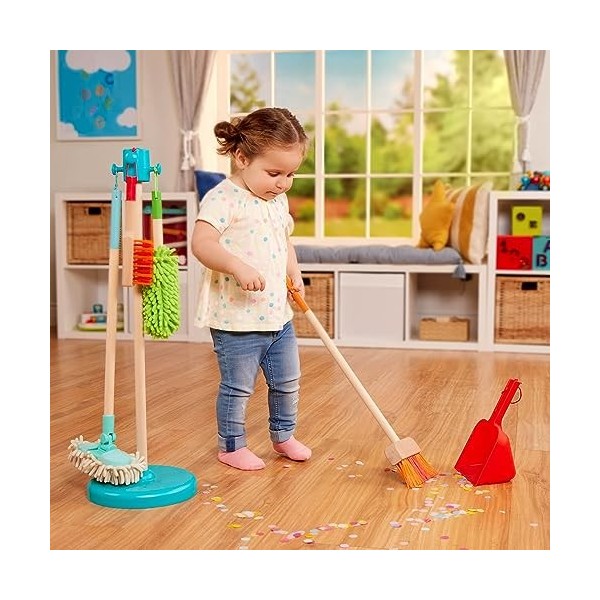 Battat – Kids Cleaning Set – Cleaning Toys for Toddlers, Children – Pretend Play Kit – Broom, Mop, Brush, Dustpan, Duster – 2