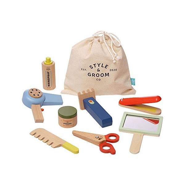 Manhattan Toy Style & Groom 9 pièces en Bois pour Tout-Petits et Enfants Kit de Coiffure et de toilettage pour Faire Semblant