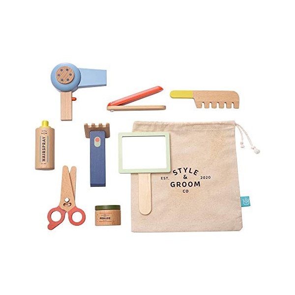 Manhattan Toy Style & Groom 9 pièces en Bois pour Tout-Petits et Enfants Kit de Coiffure et de toilettage pour Faire Semblant