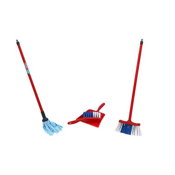 Theo Klein 6706 Vileda Mop Set I with Mop, Broom and Dustpan and Brush Set I In the Popular Vileda Design I Toy for Children 