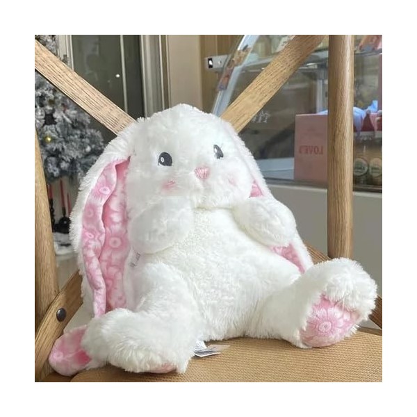 EacTEL Mignon Lapin en Peluche Jouet câlin Oreiller Peluche Animal Jouet Doux Enfants poupée Fille Cadeau d’Anniversaire Cade