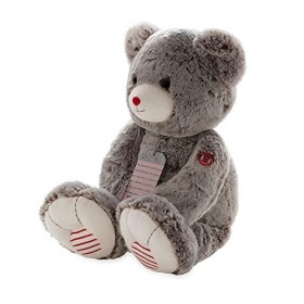 KALOO - Rouge Peluche Ours Mae Gris Prestige 55 cm - Grand Ours en Peluche - Fourrure Ultra Douce - Grande Peluche XL avec Ét