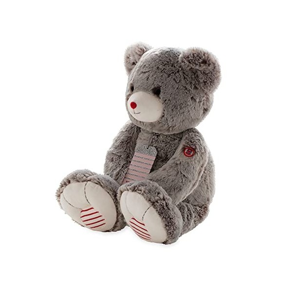 KALOO - Rouge Peluche Ours Mae Gris Prestige 55 cm - Grand Ours en Peluche - Fourrure Ultra Douce - Grande Peluche XL avec Ét