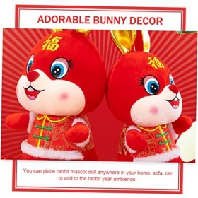Toyvian 8 Pièces Bouton Tang Costume Lapin Année des Poupées De Lapin Jouet De Poupée De Lapin en Peluche Jouet De Mascotte d