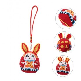Abaodam 5 Pièces Ornement De Lapin Wufu Poupée Lapin du Nouvel an Chinois Peluche Lapin Mascotte Ornement Suspendu Lapin en P
