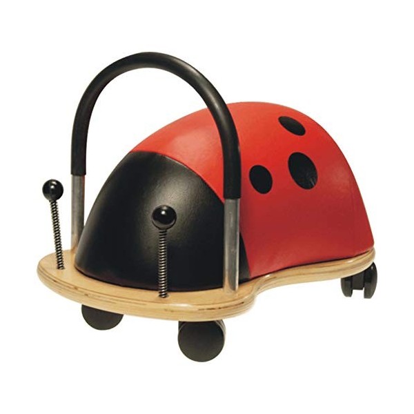 Trotteur Wheely Bug Coccinelle multi-directionnel, petit modèle 1 à 3 ans, corps en bois sur roues, très résistant, excellent