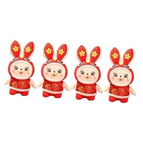 ibasenice 4 Pièces Mascotte De Lannée du Lapin Cadeau De La Fête du Printemps Zodiaque Lapin Chinois Mascotte De Lapin du Zo