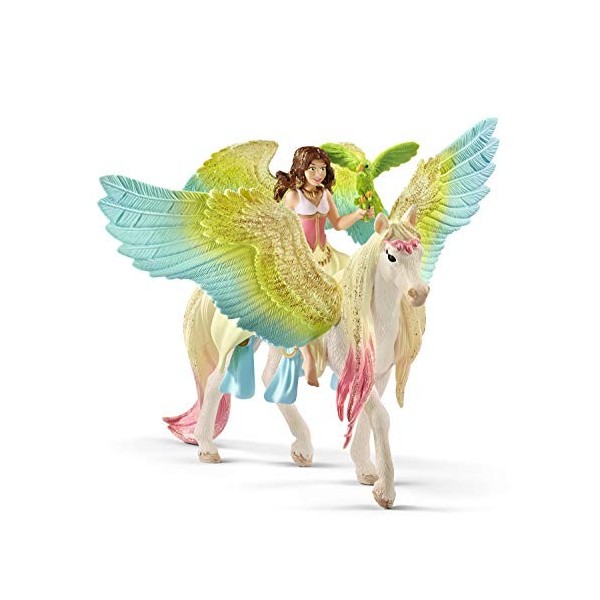 Schleich 70566 Fée Surah avec Un pégase Scintillant, dès 5 Ans, bayala®® - Figurine, 15,2 x 16,1 x 18 cm