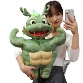 hanwen Jouet Dragon Chinois en Peluche - 25 Pouces Année de la Mascotte du Dragon Musculaire - Peluches de Mascotte de Dragon
