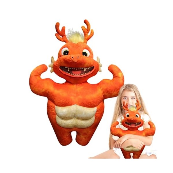 hanwen Jouet Dragon Chinois en Peluche - 25 Pouces Année de la Mascotte du Dragon Musculaire - Peluches de Mascotte de Dragon