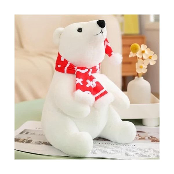 Mignon Géant Ours Polaire en Peluche Jouet Kawaii Noël Style Ours Coussin en Peluche Animal Enfants Cadeaux 60cm 2