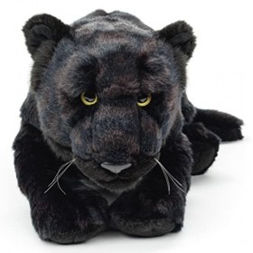 Uni-Toys - Panthère Noire, couchée – 44 cm Longueur – Peluche Sauvage – Doudou