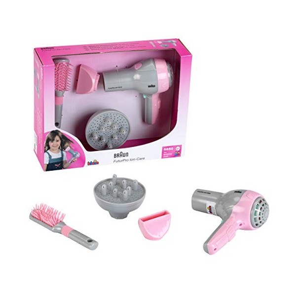 Theo Klein 5850 Braun Sèche-Cheveux I Séche-Cheveux pour Enfants Avec Brosse et Diffuseur I Jouet pour Enfants Partir de Troi