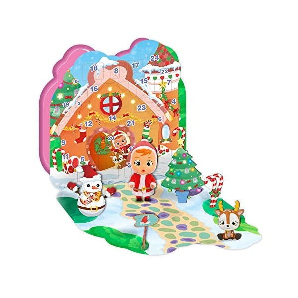 CRY BABIES MAGIC TEARS Calendrier de lAvent Père Noël, Calendrier de Noël avec Poupée exclusive Claus, son Animal de Compagn
