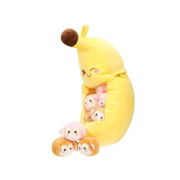 USHOBE 1 Jeu Oreiller Banane Singe en Peluche Jouet Banane Moelleux Banane Kawaii Oreiller Câlin Peluche Canard Banane Oreill