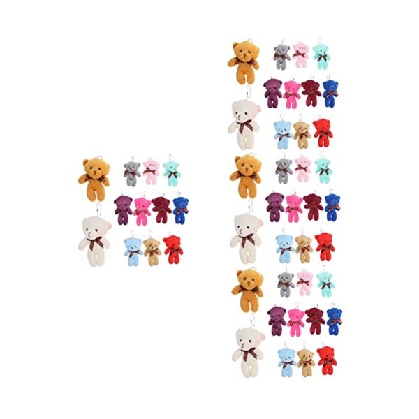 Abaodam 60 Pièces Porte-clés Ours en Peluche Mini Ours pour Le Bricolage Décoration De Baby Shower Jouets De Poupées Articulé