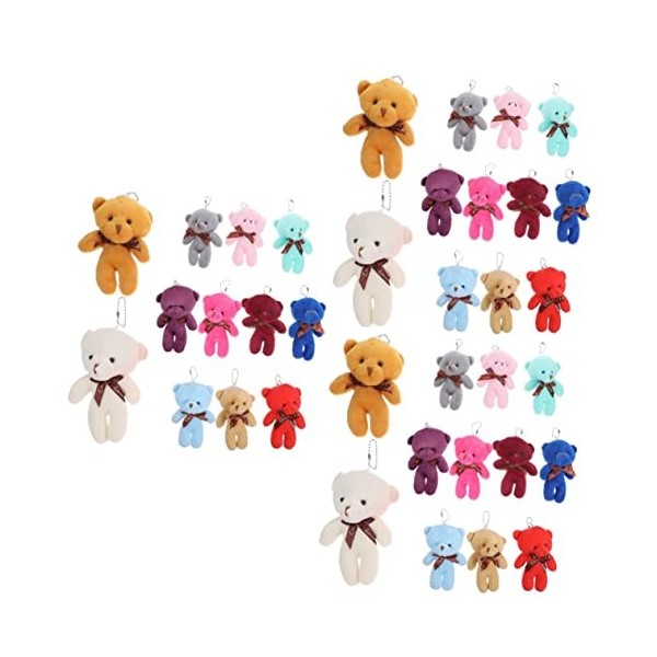 Abaodam 60 Pièces Porte-clés Ours en Peluche Mini Ours pour Le Bricolage Décoration De Baby Shower Jouets De Poupées Articulé