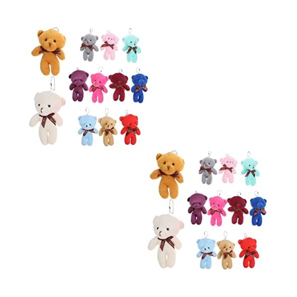 Abaodam 60 Pièces Porte-clés Ours en Peluche Mini Ours pour Le Bricolage Décoration De Baby Shower Jouets De Poupées Articulé