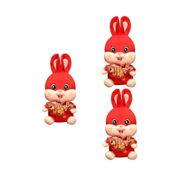 ibasenice 3 Pièces Mascotte De Lannée du Lapin Décor Jouets danimaux Jouet De Mascotte De Lapin en Peluche Jouet en Peluche