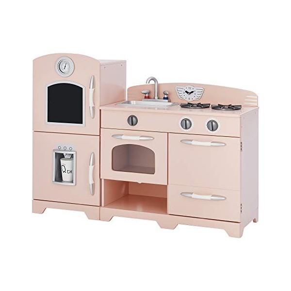 Teamson Kids Cuisine Enfant Little Chef dinette en Bois Rose Fille garçon Jeux TD-11413P