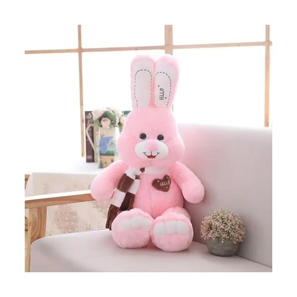 LfrAnk Lapin avec écharpe Peluche Animal Lapin Peluche poupée Oreiller Enfants Cadeau de la Saint-Valentin Anniversaire Cadea