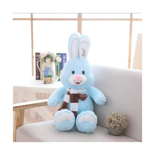 LfrAnk Lapin avec écharpe Peluche Animal Lapin Peluche poupée Oreiller Enfants Cadeau de la Saint-Valentin Anniversaire Cadea