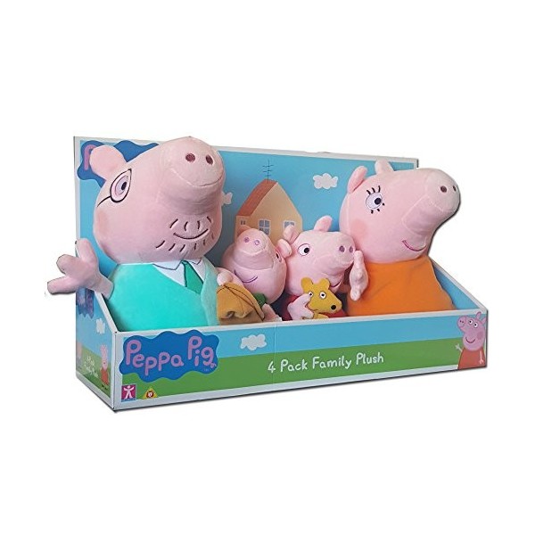 Peppa Pig Paquet de Jouet de Peluche Mou de Famille de 4 dans la boîte daffichage