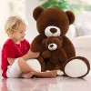 MorisMos Ours en Peluche Geant, 100cm Peluche Géante avec Petit Ours Bébé Marron Foncé Grand Ours Animaux en Peluche Jouet Te