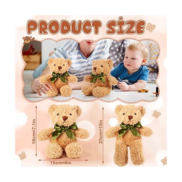 Skylety 10 Mini Ours en Peluche Jouets dours en Peluche Animaux dours Doux Oursons en Peluche avec Noeud de Ruban pour Enfa