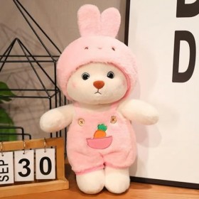 EacTEL Ours en Peluche Fraise, Animal en Peluche, Ours en Peluche, poupée Mignonne, Chambre à Coucher, Coussin décoré, Annive