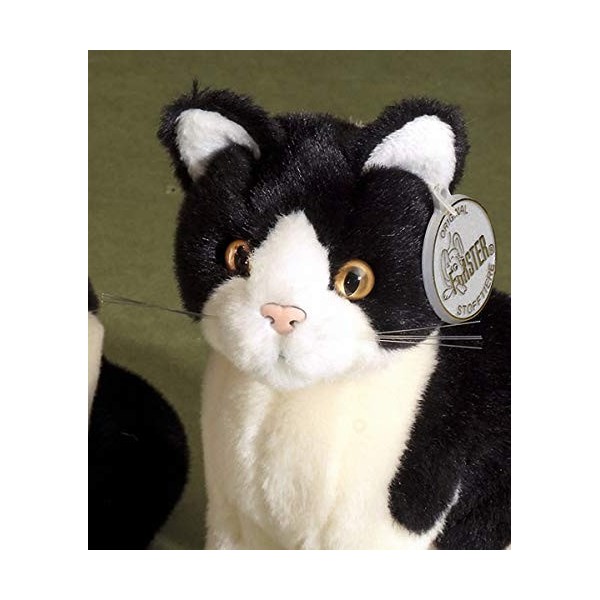 Förster 3478 Petit chat assis en peluche Noir/blanc vieilli 20 cm