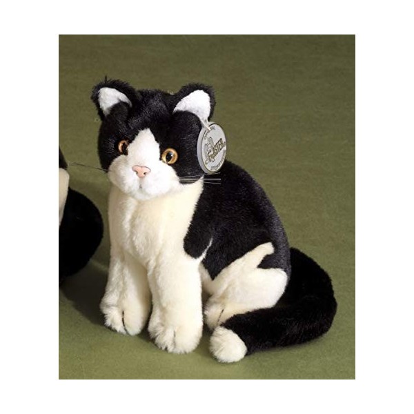 Förster 3478 Petit chat assis en peluche Noir/blanc vieilli 20 cm