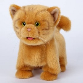 Chat orange de marche électronique, jouet interactif réaliste pour animal domestique, marche, aboiement, queue remuante et pa