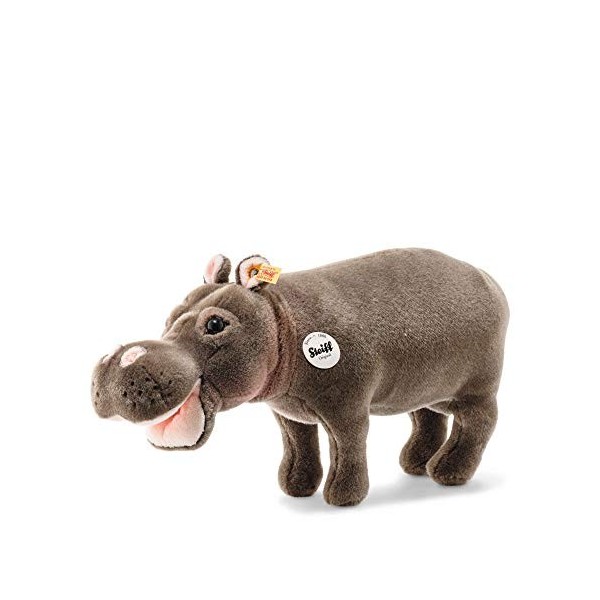 Steiff- National Geographic Originale Hippopotame Hedda, denviron 43 cm Peluche de Marque Bouton dans loreille pour bébé dè