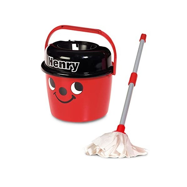 Casdon Henry Mop & Bucket | Ensemble de Nettoyage de Jouets de Marque pour Enfants à partir de 3 Ans | avec Visage Impertinen