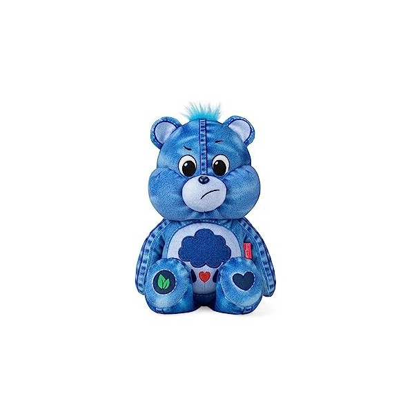 Care Bears Peluche moyenne de 35,6 cm – Ours grincheux – Nouveau design en denim – Matériau doux et respectueux de lenvironn