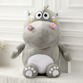 Ermano Peluche 1pcs 60cm Oreiller de poupée Mignon réaliste Hippopotame Peluche Jouet Doux rempli poupée Cadeau de Vacances
