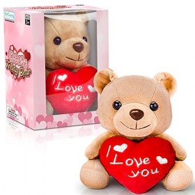 ArtCreativity 1 ours en peluche mignon pour la Saint-Valentin, boîte cadeau avec fenêtre, ours en peluche douce pour petite a
