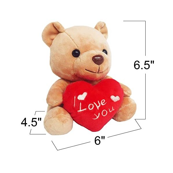 ArtCreativity 1 ours en peluche mignon pour la Saint-Valentin, boîte cadeau avec fenêtre, ours en peluche douce pour petite a