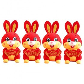 ibasenice 4 Pièces Poupée De Mascotte De Lapin Figurine De Bureau Cadeau Souvenir du Zodiaque Lapin Câlin Lapin en Peluche Jo