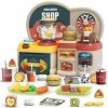 Arkyomi Accessoire Cuisine Enfant 3in1 Jouet Cuisine Enfant Cuisine Enfant Machine à café avec Jouet sonore Jeu Hamburger Gri