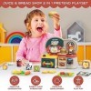 Arkyomi Accessoire Cuisine Enfant 3in1 Jouet Cuisine Enfant Cuisine Enfant Machine à café avec Jouet sonore Jeu Hamburger Gri