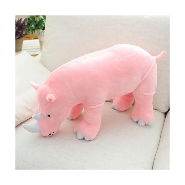 EacTEL Jouet rhinocéros géant en peluche réaliste Coussin Poupée Peluche Enfants Jouets Cadeaux danniversaire 80 cm 2
