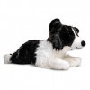 Uni-Toys - Border Collie Noir et Blanc, couché sans Harnais – 64 cm Longueur – Chien en Peluche, Animal de Compagnie – Do