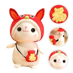 Toyvian 3 Pièces Poupée Lapin Jouet Lapin 2023 pour Enfants Peluches Mignonnes Peluche Lapin Nouvel an Chinois Oreiller Frais