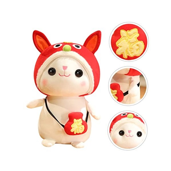 Toyvian 3 Pièces Poupée Lapin Jouet Lapin 2023 pour Enfants Peluches Mignonnes Peluche Lapin Nouvel an Chinois Oreiller Frais