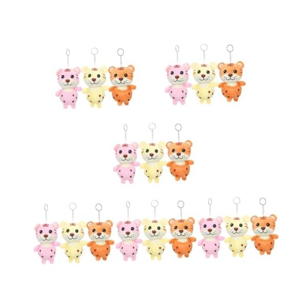 Toyvian 18 Pcs Clé en Peluche Tigre Porte-clés Poupée en Peluche Cadeau du Nouvel an Pendentif Clé De Noël Mini Peluches en P