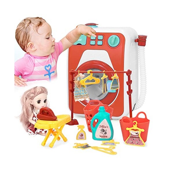 BUBBL Machine à laver pour enfants avec fonction kit de jeu avec poupée  machine à laver de simulation mini machine à lave
