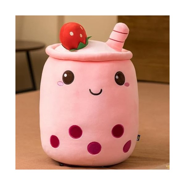 NOpinz Mignon Bulle Fruit Thé Peluche Jouet en Peluche Fraise Aromatisée Lait Thé Tasse Poupée Coussin Cadeau D’Anniversaire 