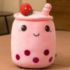 NOpinz Mignon Bulle Fruit Thé Peluche Jouet en Peluche Fraise Aromatisée Lait Thé Tasse Poupée Coussin Cadeau D’Anniversaire 